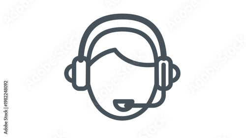 Quadro su tela Dark pictogram of a service representative equipped with a microphone earphone set