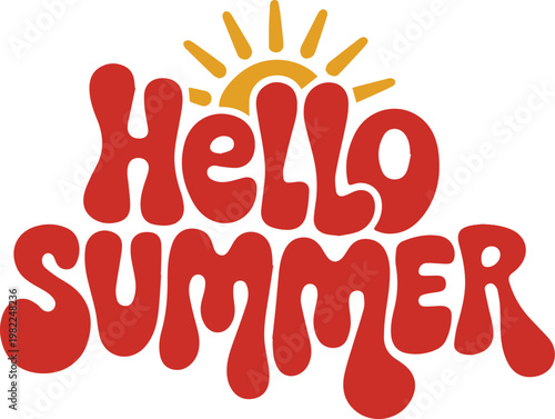Canvas-taulu Vibrant hello summer text with sun on white background