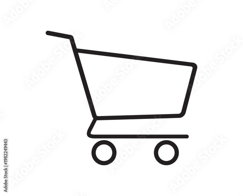 Shopping cart line art icon, ecommerce retail trolley online store minimal vector illustration