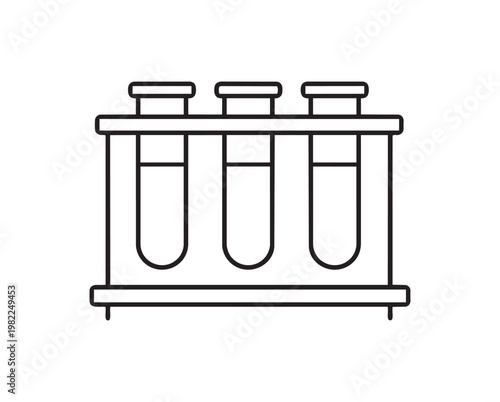 Test tubes in rack line art icon, laboratory glassware experiment science minimal illustration