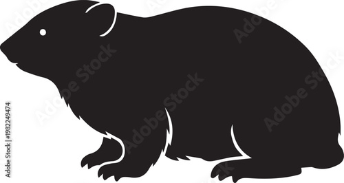 black rock hyrax silhouette african wildlife animal flat design vector illustration