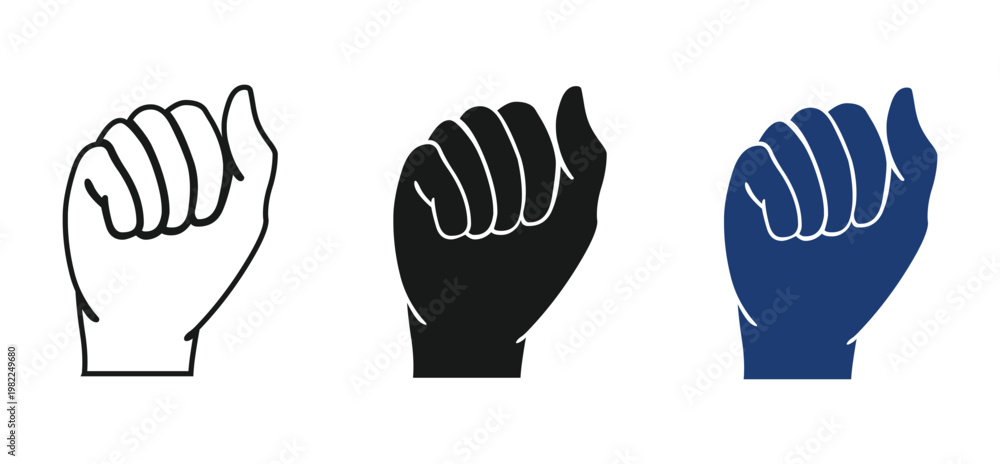 Obraz premium Human Fist Icon Set in Three Different Styles – Outline, Solid and Flat