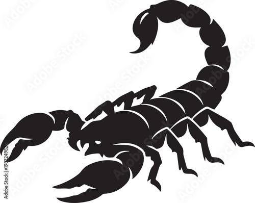 minimalist scorpion silhouette flat design vector illustration isolated on white background
