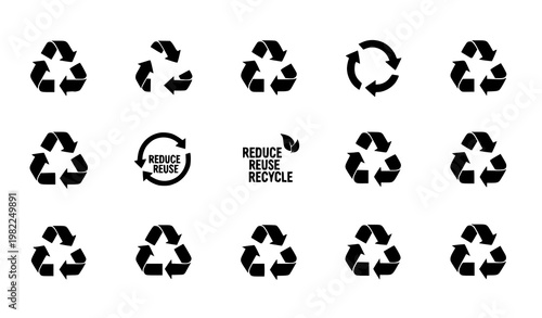 Recycle arrow icon set eco friendly sustainability symbols flat vector collection
