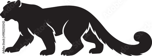 snow leopard mountain silhouette in moonlight vector illustration