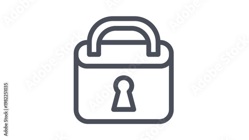 Minimalist black line art vector icon of a sturdy padlock with a central keyhole, symbolizing digital security, privacy, and protection. Clean, scalable graphic illustration for web and apps.