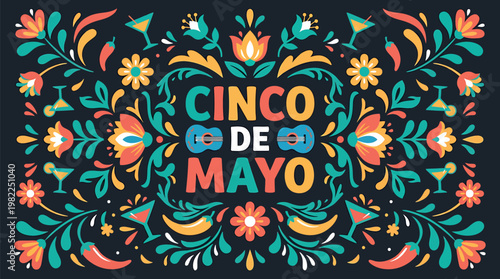 Colorful floral decoration for Cinco de Mayo celebration