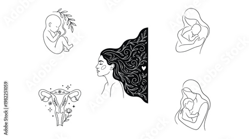 A mother and child sketch that symbolize the beauty and strength of motherhood. It showcases the intimate bond and affection of a mother towards a child 