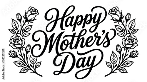 Elegant Happy Mother's Day floral card with roses and delicate design elements