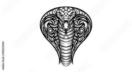 Intricate cobra illustration on white background vector design