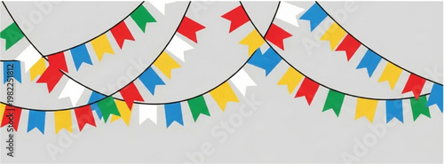 Vibrant festive garlands and bunting flags for a colorful Disability Pride celebration party background