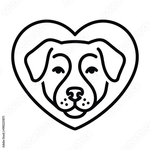 Dog face inside a heart shape symbolizing love for pets and animal care animal welfare dog lover dog owner domestic