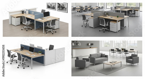 Modern office cubicles and meeting room furniture.