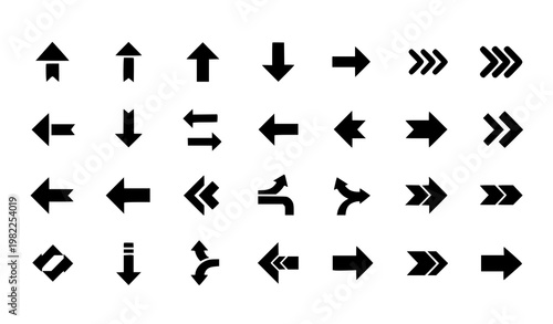 Arrow icon set directional navigation symbols flat minimal vector collection