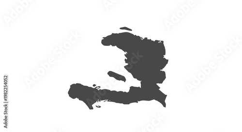 A black silhouette depicts the geographical shape of haiti a caribbean island nation high quality professional