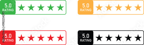Colorful star rating icons for feedback and review purposes online