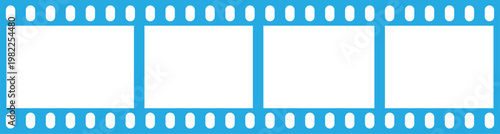 Minimalist blue film strip frame set for cinema and photography media design
