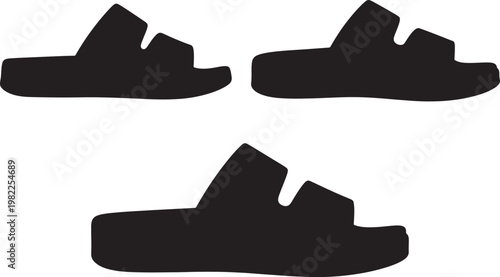 Three black silhouette slides on white background isolated