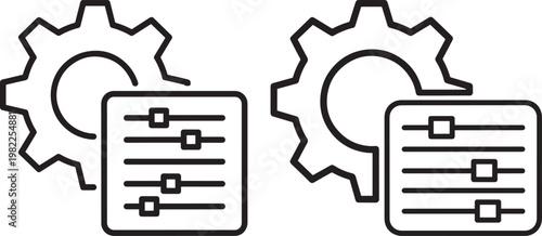 Settings and configuration gear icons with sliders control panel