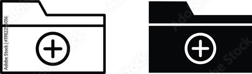 New folder icon set in outline and solid styles for file management