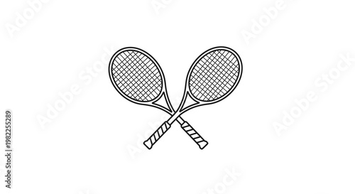 Crossed tennis rackets vector illustration for sports and recreation concepts