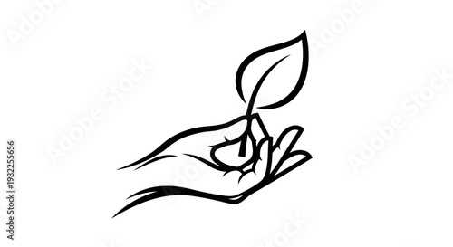 Hand holding leaf symbolizing growth nature environmental sustainability