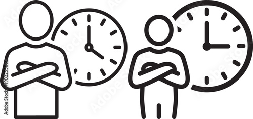 People waiting for important deadline clock concept illustration
