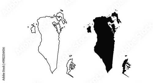 A stark black and white depiction of landmasses possibly islands or continents with contrasting areas