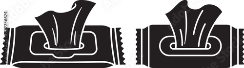 Wet wipes package icon set for cleaning and hygiene flat design