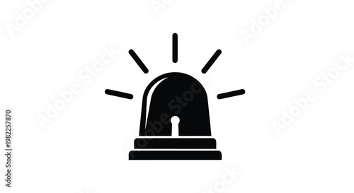 A black silhouette depicts a police or emergency vehicle light radiating beams outward high quality professional
