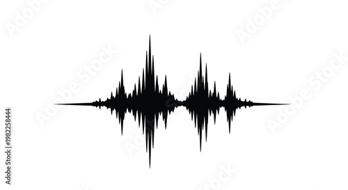 A black waveform graphic displays audio frequencies resembling a sound visualization on a white background
