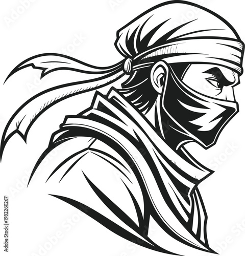 Ninja wearing headband and mask