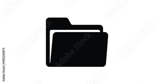 A simple black and white icon depicting a folder with another folder partially visible inside