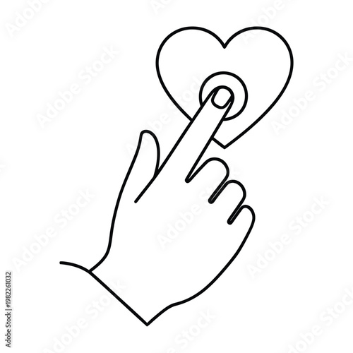 Hand pushing button on heart symbolizing like favorite or social media interaction favorite feedback interaction