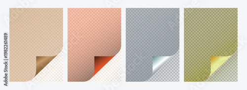 Realistic Paper Cut Corner Fold Vector Set, Colorful Page Curl Background Collection 