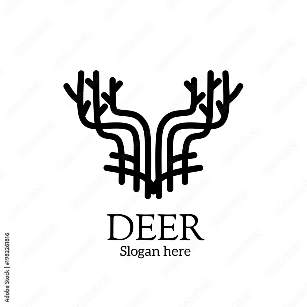 Fototapeta premium Deer head logo, deer hunting icon, wild deer head.