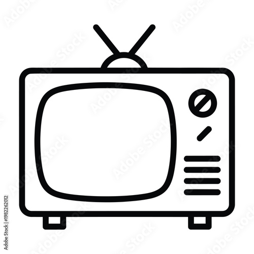 Retro television set with antenna icon representing vintage broadcast and entertainment living room television