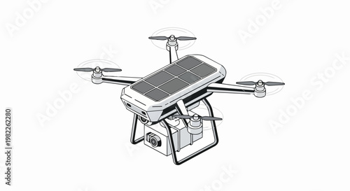 Solar Powered Quadcopter Drone with Camera Isometric Illustration