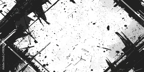 Abstract Ink Splatter: A striking monochrome composition of ink splatter, showcasing dynamic lines and organic shapes that dance across the surface, creating an impactful visual texture.