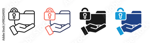 Data Privacy icon set multiple style collection