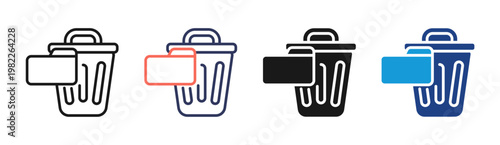 Data Deletion icon set multiple style collection