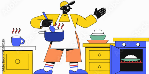 Chef preparing food and baking in kitchen with culinary lifestyle preparation professional