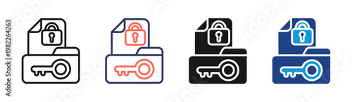 Data Security icon set multiple style collection