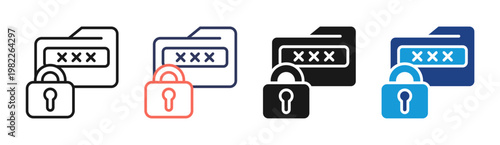 Password Security icon set multiple style collection