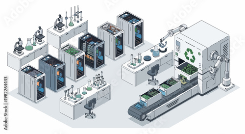 Isometric Automated Recycling Laboratory for E-waste Processing and Green Technology Development
