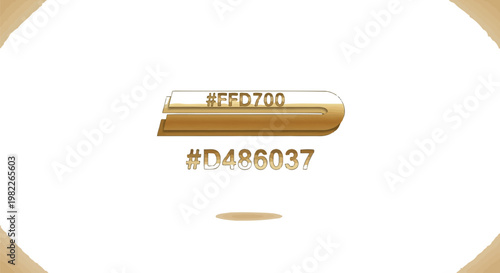 Elegant gold color swatch label displaying hexadecimal codes ffd700 and d486037 in a stylish modern layout suitable for professional graphic design and digital art projects