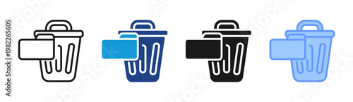 Data Deletion icon set multiple style collection