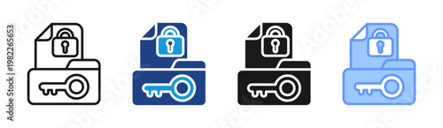 Data Security icon set multiple style collection