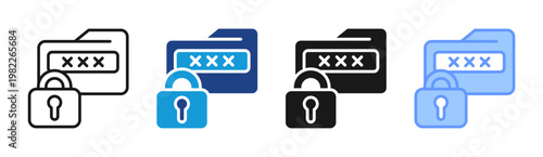 Password Security icon set multiple style collection