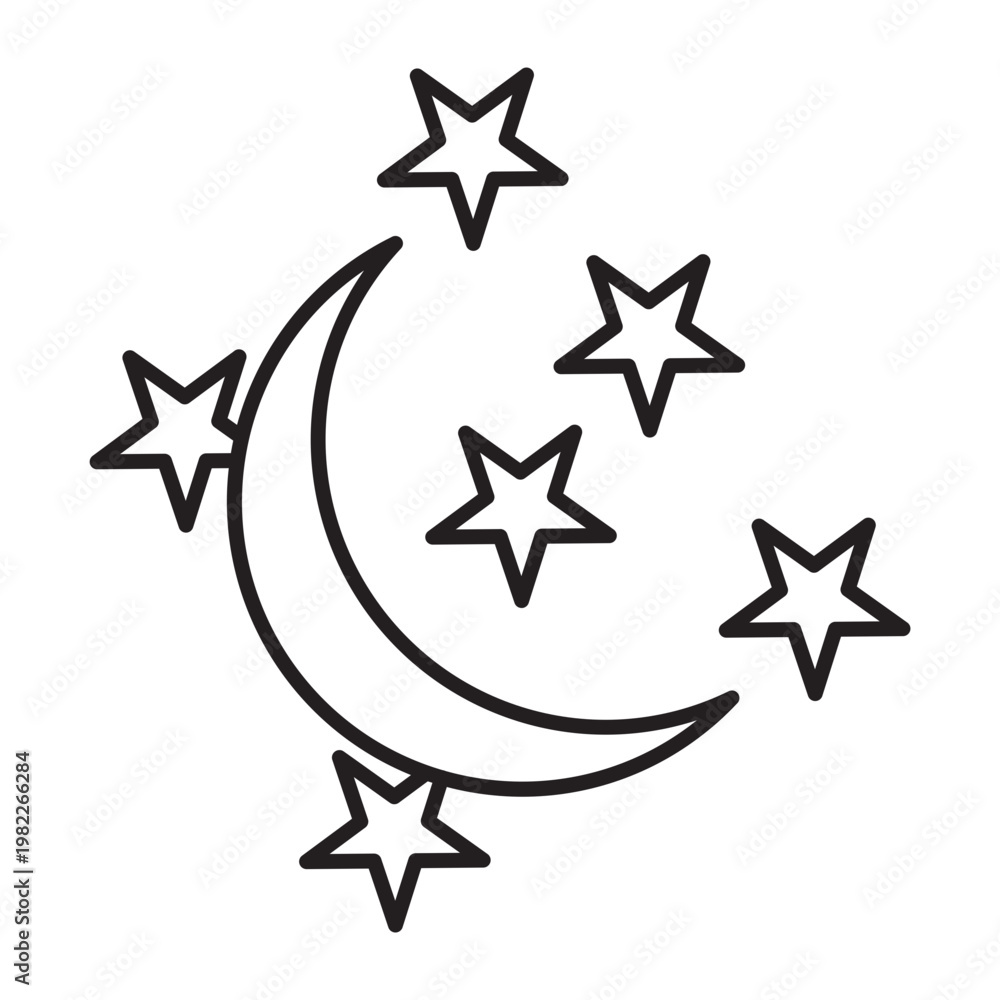 Obraz premium Ramadan crescent Vector Line Icon Design